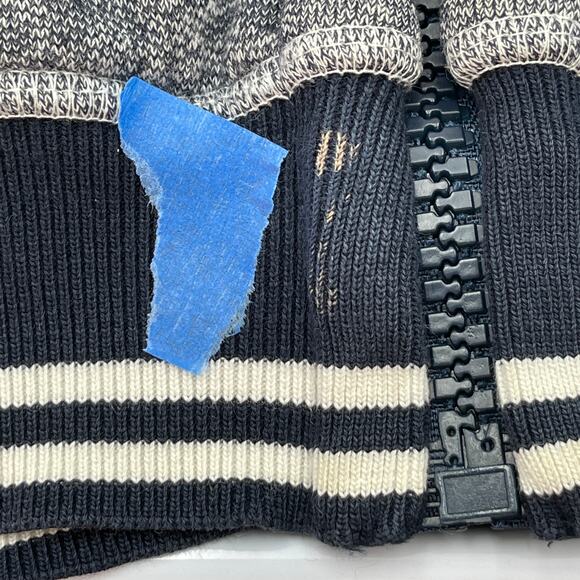 Band of Outsiders Zip Front Hoodie Navy Melange Thick Pile Fleece Sweatshirt - Picture 4 of 8